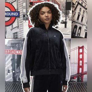 AIR JORDAN Flight Oversized Stretch Velour Jacket DV1396-010 Womens Size XL NEW